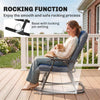 3pc Patio Foldable Rocking Chair Set, Outdoor Rocking Chairs and Table Bistro Set w/ Padded Seat, Headrest, Backrest for park, backyard, garden, Blue