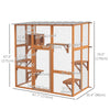Outdoor Cat Enclosure Window Box with Weatherproof Roof, Bridge, Resting Box, Platforms, for 2 Kittens, Orange