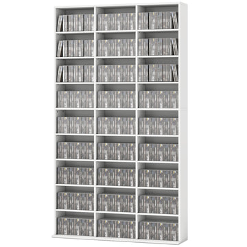 Media Storage Cabinet, 9-Tier DVD Shelf with 21 Adjustable Shelves, Holds 835 CDs, 500 DVDs or 640 Blu-rays, Black
