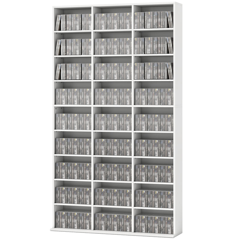 Media Storage Cabinet, 9-Tier DVD Shelf with 21 Adjustable Shelves, Holds 835 CDs, 500 DVDs or 640 Blu-rays, Black