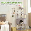 54 Inch Cat Tree with Large Condo, Top Perch, Sisal Scratching Posts, Dangling Toy Ball,Light Grey
