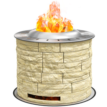 Smokeless Fire Pit, Portable Camping Bonfire Stove with Mat for Backyard Patio Picnic, Magnesium Oxide, Yellow