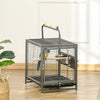 Bird Travel Carrier Cage, Portable Metal Bird Cage for Parrots Conures Cockatiel Parakeets with Stand Perch, Stainless Steel Bowls, Pull Out Tray, 19
