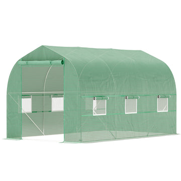 6.6' x 11' x 7' Portable Walk-In Tunnel Greenhouse, Garden Plant Growing Warm House, Outdoor Seed Flower Vegetable Growth Tent, Green