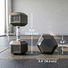 Soozier 2x40 lbs Rubber Hex Dumbbell, Weight Dumbbell Hand Weight Barbell for Body Fitness Training for Home Office Gym, Black