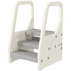 Qaba Adjustable Height Toddler Step Stool with Handle & Foot Pads, Grey
