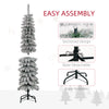 5ft Snow-Flocked Artificial Christmas Tree, Slim Pencil Xmas Tree with 301 Realistic Branches, Metal Base, Pink