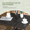 Patio Wicker Dining Table with Umbrella Hole, 34 Inch Outdoor PE Rattan Coffee Table with Plastic Board Under the Woven Table Top for Patio, Garden, Balcony, Mixed Brown