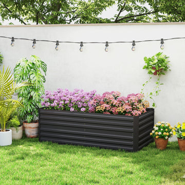 Galvanized Raised Garden Bed, Steel Outdoor Planters with Reinforced Rods, 71