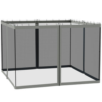 Replacement Mosquito Netting for Gazebo 10' x 10' Black Screen Walls for Canopy with Zippers for Parties and Outdoor Activities, Dark Grey