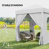 6.6'x6.6' Pop Up Canopy Tent with Sidewalls, Instant Sun Shelter Camping Gazebo with Carry Bag, White