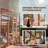 Wooden Catio Outdoor Cat Enclosure with 6 Jumping Platforms, Scratching Post, 2 Ramps, Waterproof Roof, Orange