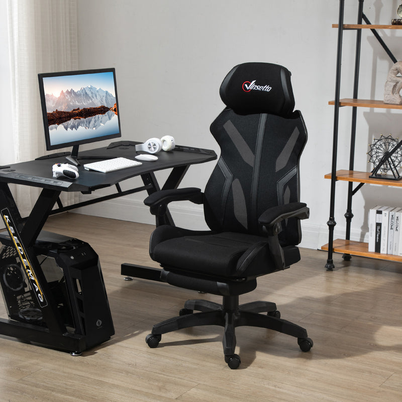 Racing Gaming Chair, Ergonomic Computer Chair with Footrest, Headrest, High Back Recliner Swivel Seat with Adjustable Height, Black Red