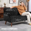 Velvet Feel Fabric 2 Seater Sofa, Small Sofa Loveseat with 8.3