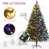 7 Foot Prelit Artificial Christmas Tree with Dual Colour LED Light, Hinged Xmas Tree for Home Office Holiday