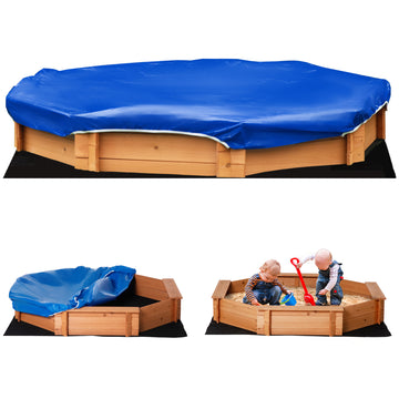 Kids Sandbox with Cover, Wooden Sand Box with Seat, Outdoor Children Sand Pit for Backyard, Garden for Ages 3-8, Red