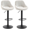 Bar Stools Set of 2, Swivel Counter Height Barstools with Adjustable Height and Cutout Back, Velvet Upholstered Bar Chairs with Round Metal Base and Footrest, Cream