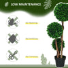 3.6ft Artificial Tree, Triple Ball Boxwood Topiary with Pot and Sandalwood Leaves, for Indoor Outdoor Home