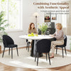Modern Dining Chairs Set of 4, Upholstered Dining Room Chairs with Metal Legs, Shell Backrest, Padded Seat, Black