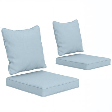 Seat Cushion Back Pillows Replacement Set of 2, Patio Chair Cushions Set for Indoor Outdoor, Light Blue