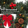 Christmas Decoration, 24 in Pre-Lit Crestwood Spruce Artificial Christmas Wreath, Bow, 50 LED Lights, Green
