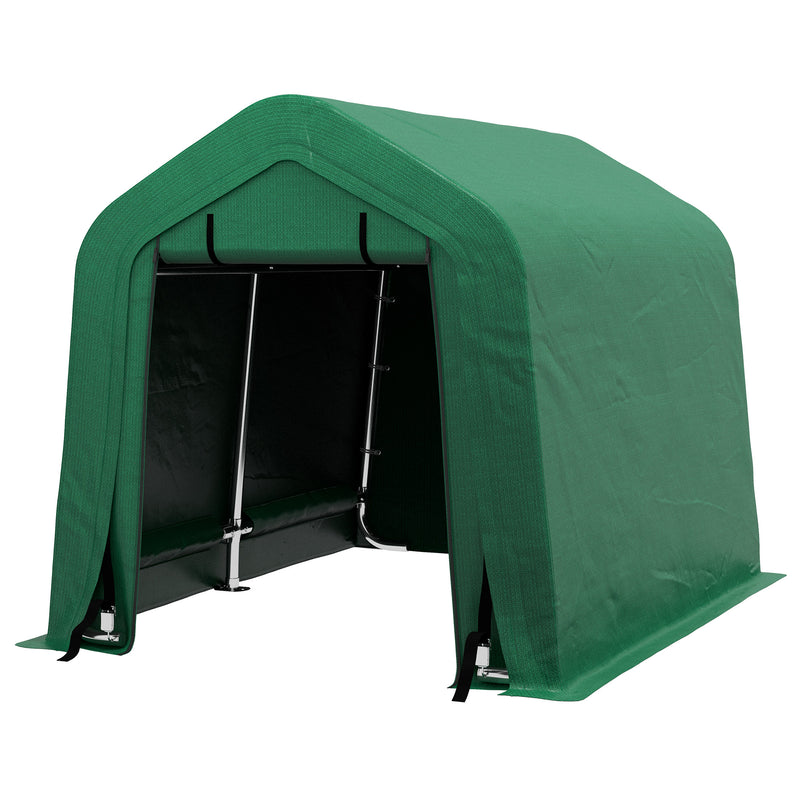 8' x 6' Carport with Sidewalls and Roll-up Door, Outdoor Storage Shelter for Motorcycle and Car, Green