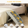 4-Level Portable Pet Stairs, Foldable Dog Ramp, Lightweight Cat Steps, with Nonslip Soft Mats, for High Bed, Sofa, Up to 44 lbs, Dark Brown