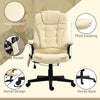 Fauteuil de direction en cuir à dossier haut, chauffant, ergonomique, massant, pivotant, vibrant et réglable, meuble de bureau (beige)