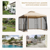 10x10ft Patio Gazebo, Outdoor Double Top Pavilion Canopy, Garden Event Party Tent Shelter, Yard Sun Shade Steel Frame w/ Mosquito Netting and Storage Tray