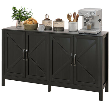 Sideboard Buffet, Storage Cabinet with Barn Door and Adjustable Shelf, TV Stand for TVs up to 65 Inches, Black