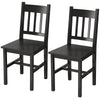 Dining Chairs Set of 2, Kitchen Chair with Slat Back, Pine Wood Structure for Living Room and Dining Room, Black