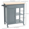 Rolling Kitchen Cart with Wood Top and Drawer, Kitchen Island on Wheels for Dining Room, Grey