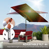 6.6x9.6ft Rectangle Aluminum Tilt Patio Umbrella, Garden Market Parasol, Outdoor Sunshade Canopy with Crank, Wine Red