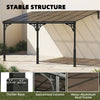 13' x 10' Lean to Gazebo, Hardtop Wall Mounted Outdoor Pergola with Polycarbonate Roof and Metal-Aluminium Frame