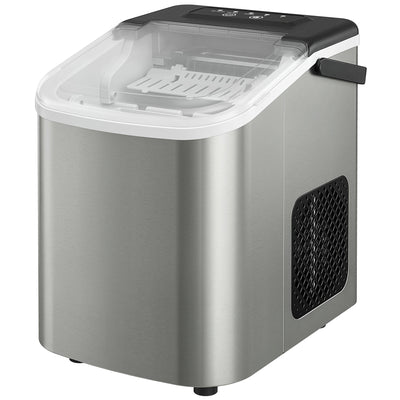 Portable Ice Maker Countertop, Self-Cleaning Ice Machine with 2 Bullet Ice Sizes, Ice Scoop, Silver