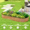 6' x 3' x 1' Large Outdoor Planter Box, Galvanized Raised Garden Bed with Metal Plant Stake, Silver, Brown Wood Effect
