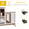 Wooden Rabbit Hutch, Indoor Bunny Cage with Wheels, Pull Out Trays, Run, Grey