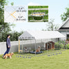 Outdoor Dog Run with Adjustable & Rotatable Bowls, Waterproof UV-Resistant Cover, Escape-Proof Lock, 19.7' x 7.5' x 7.5'