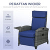 Outdoor Recliner Chair with Adjustable Backrest, Cushion, Side Tray, Dark
