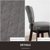 2 Pieces Swivel Bar Stools, Counter Height Stools Set of 2 with Wood Legs and Footrests for Dining Room, Dark Grey