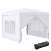 9.7' x 9.7' Outdoor Pop Up Party Tent Wedding Gazebo Canopy with Carrying Bag (White)