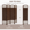 4 Panel Folding Room Divider, Portable Privacy Screen, Wave Fiber Room Partition for Home Office, White, Brown