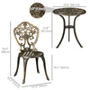 Outdoor 3 Piece Garden Bistro Set, 2 Chairs and A Round Coffee Table with Parasol Hole for Balcony, Patio, Bronze