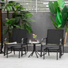 3 Piece Patio Glider Set Outdoor Gliders with Breathable Mesh Seat, Glass Top Table for Garden, Yard, Black
