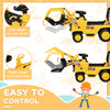 Ride On Excavator Toy No Power Digger with Realistic Sound Grabber Storage, for 2-4 Years Old, 32.7
