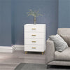 4 Drawer Cabinet, Drawer Chest for Bedroom, Chest of Drawers with Aluminium Legs and Gold Handles, White