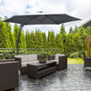 10ft Cantilever Patio Umbrella Offset Parasol with Crank Handle, Cross Base for Garden, Deck, Dark Grey