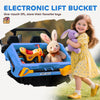 12V Ride on Car with Electric Bucket, Two-Seater, Shovel, Remote Control, Spring Suspension, Horn, Music, Blue