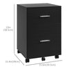 Mobile Filing Cabinet, Vertical File Cabinet with 2 Drawers, Wheels, for Letter or A4 File, Black