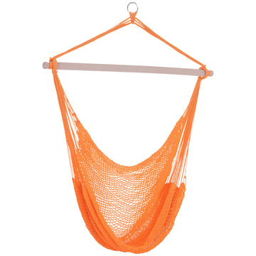Portable Hammock Chair, Hanging Woven Hammock Swing Chair Sleeping Bed for Outdoor Garden Yard Camping, Orange